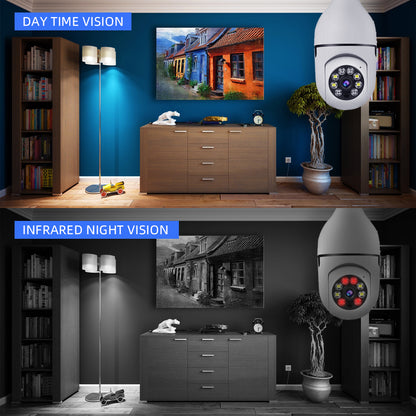 Full HD 1080P Wireless LED Bulb Camera With NIGHT VISION, Wide Angle, Two-way Audio